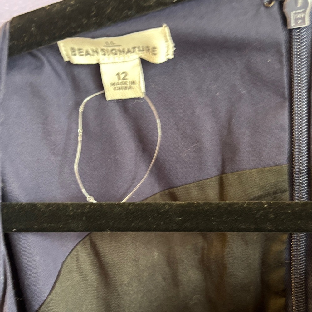 LL BEAN signature Navy blue boat neck Sleeveless Dress pockets sash New NWOT - Picture 6 of 14